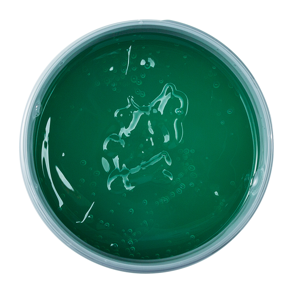 Johnny B. All Over 16oz jar with lid open, revealing the green colored product