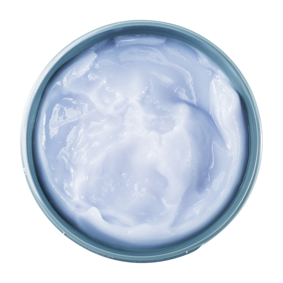 Johnny B. Balm 12oz jar with lid open, revealing the white colored product