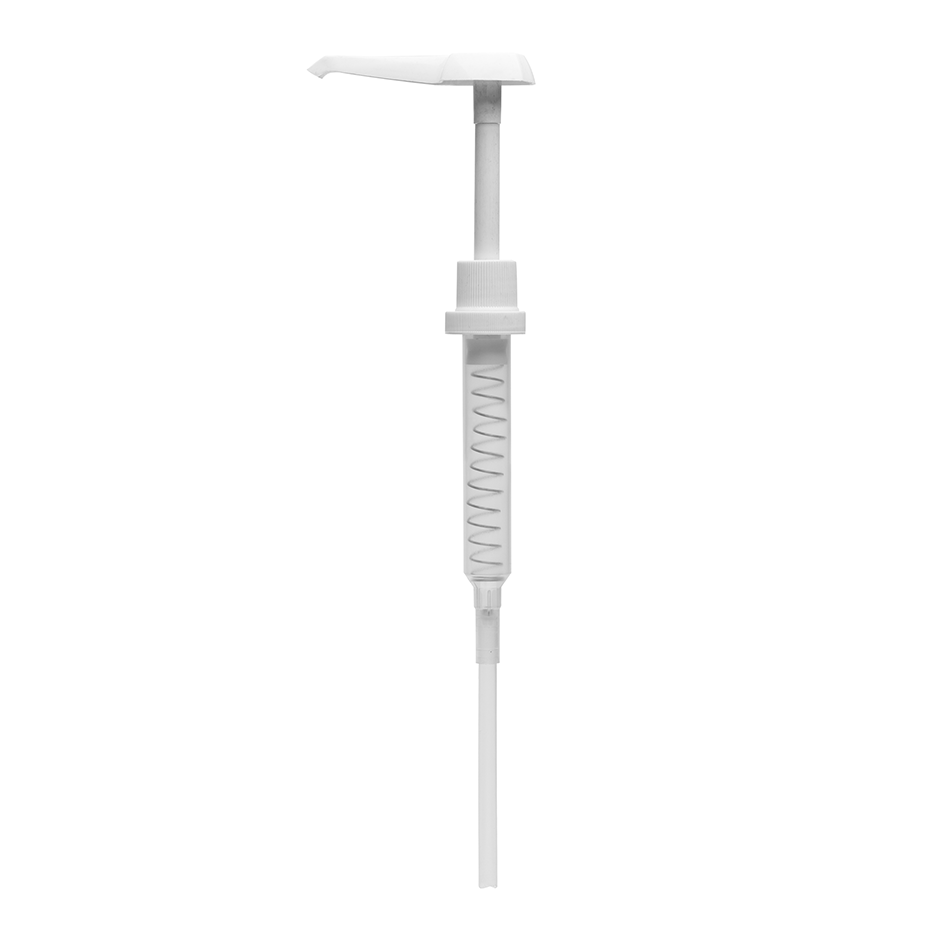 White gallon sized dispensary pump