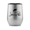 Silver tumbler cup with Johnny B. logo