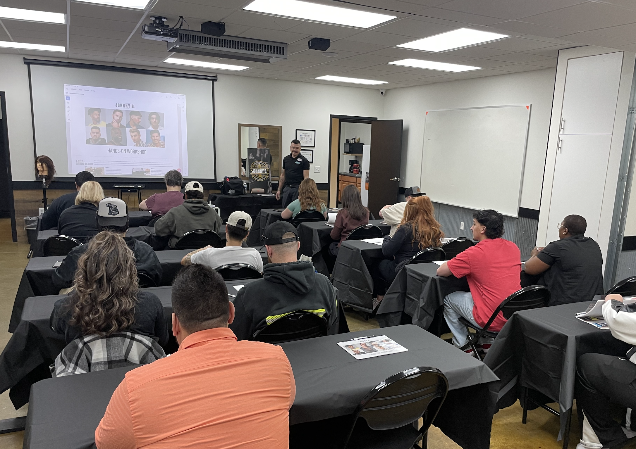 Johnny B. class at barber school